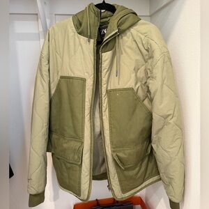 Zara Men's Green Quilted Jacket